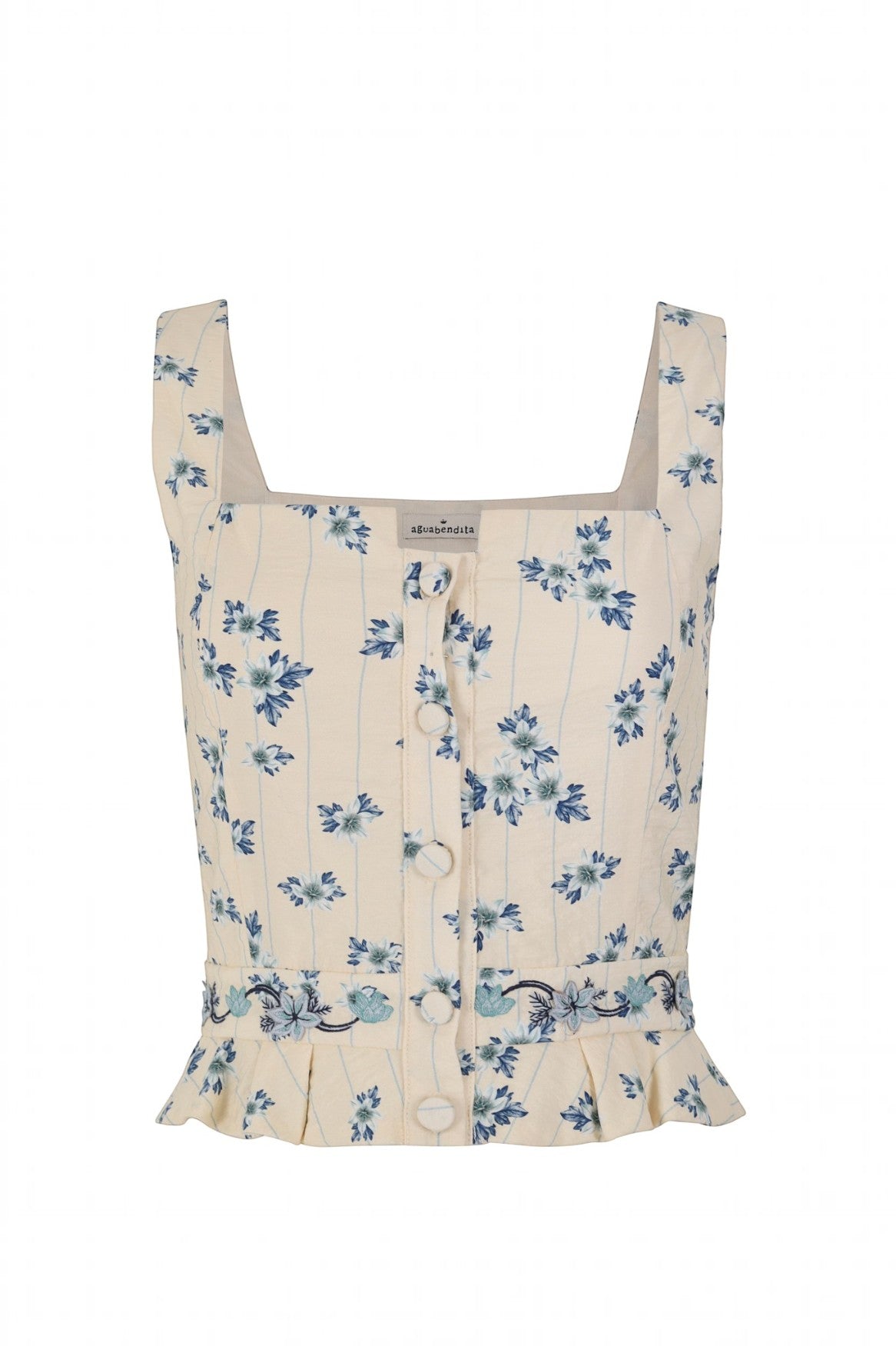 Charlotte Crop Top in Celinna print – Agua Bendita – view 3