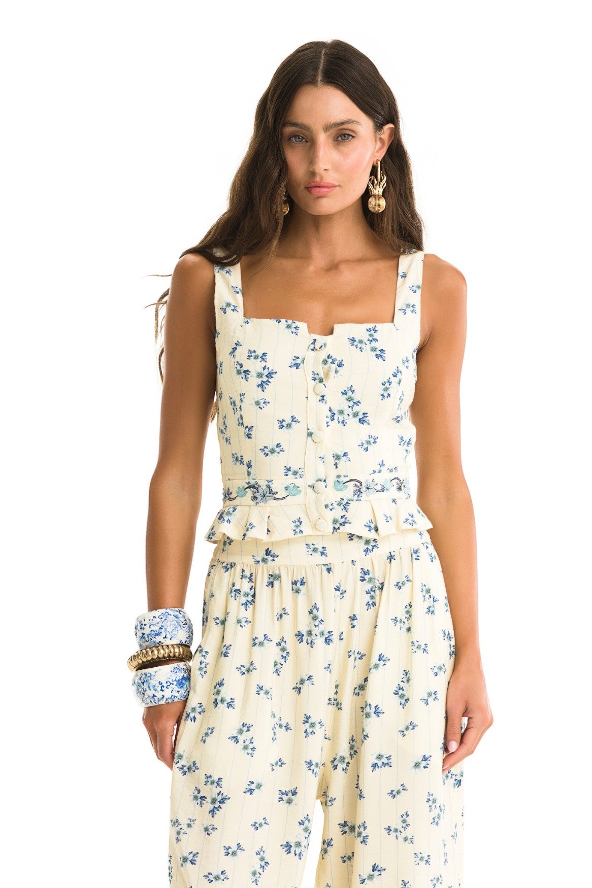 Charlotte Crop Top in Celinna print – Agua Bendita – view 6
